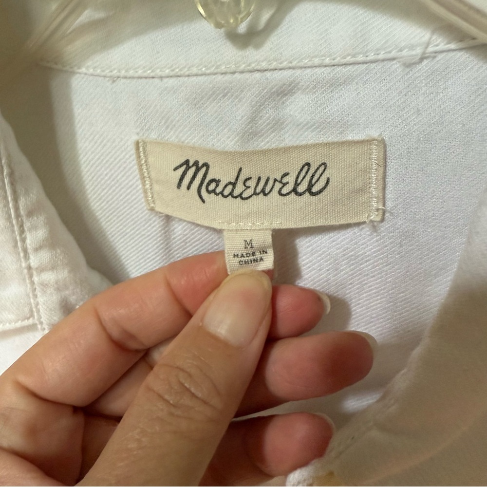 Madewell White Cotton Courier Shirt Sz M - Picture 9 of 11